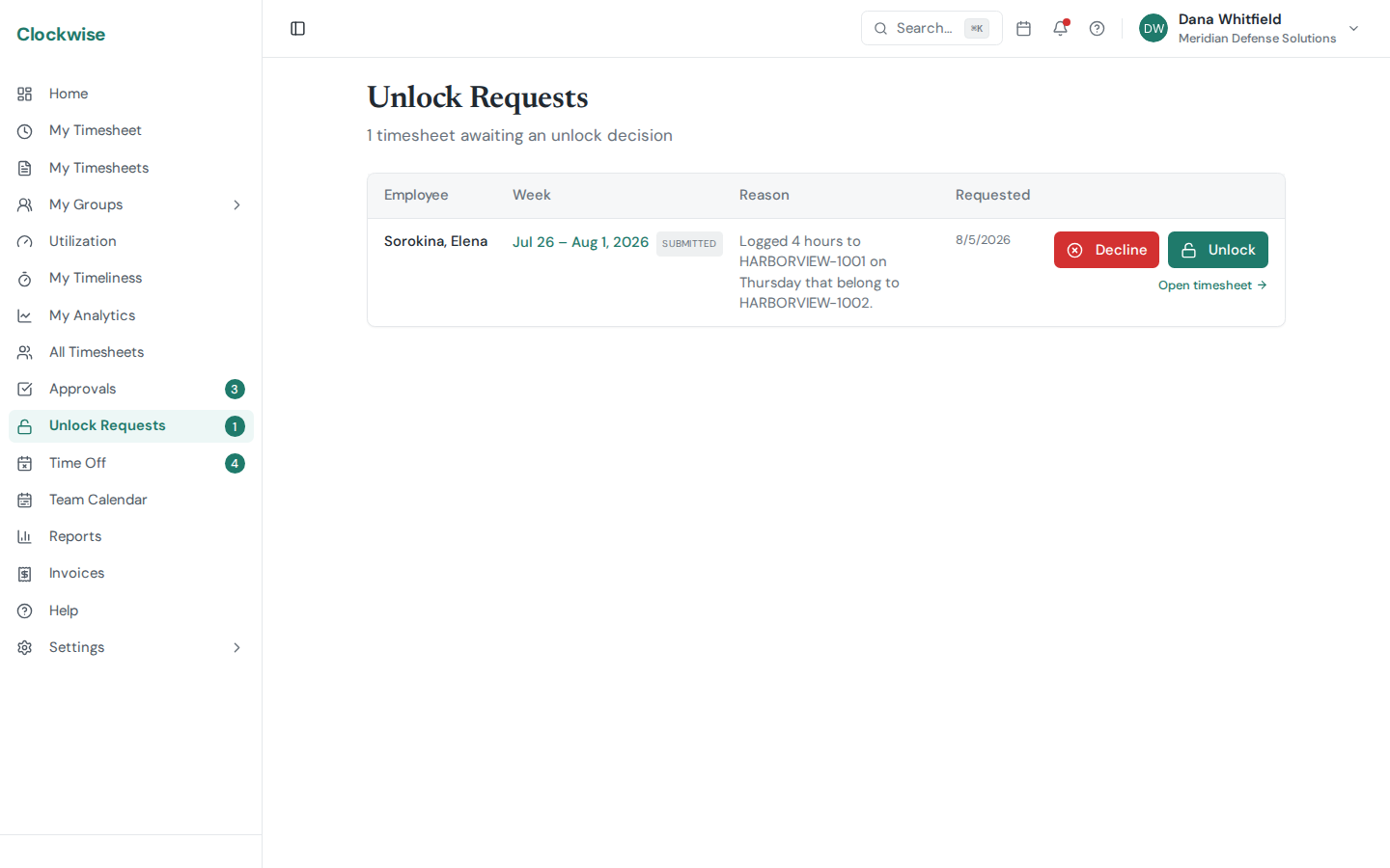 The unlock request queue awaiting review